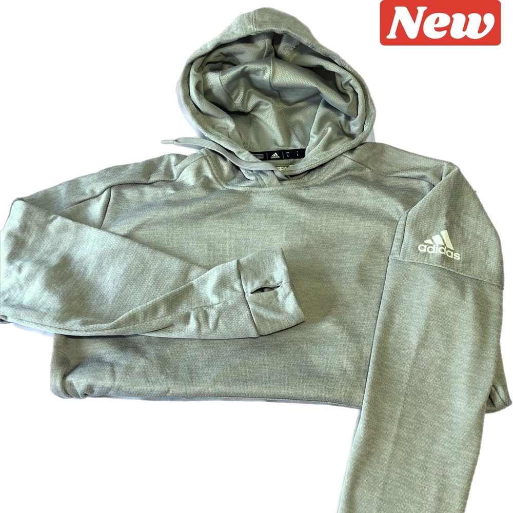 🛑CLEARANCE‼️ 🆕 Adidas TI gray silver hoodie w/ Thumbholes Large